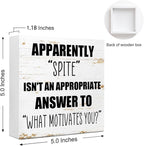 Office Wooden Box Sign Spite Isn't An Appropriate Answer 5x5x1 INCH Sign - Image 2