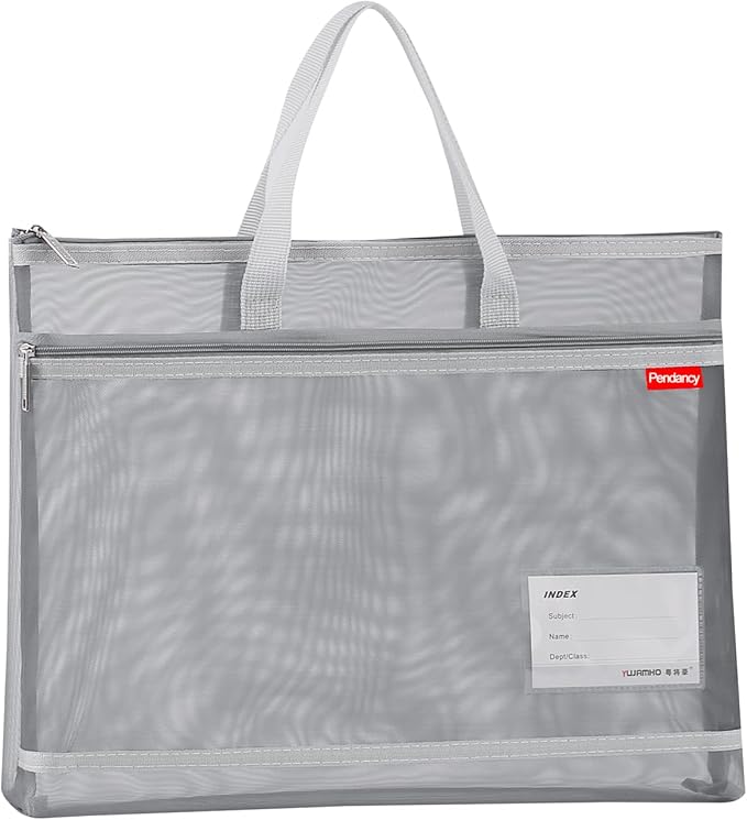 Pendancy Mesh Zipper Pouch A4 Size, Large Double Pocket Lightweight Nylon by Pendancy