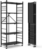 himix 5-tier foldable storage shelves with 20 hooks, main product view
