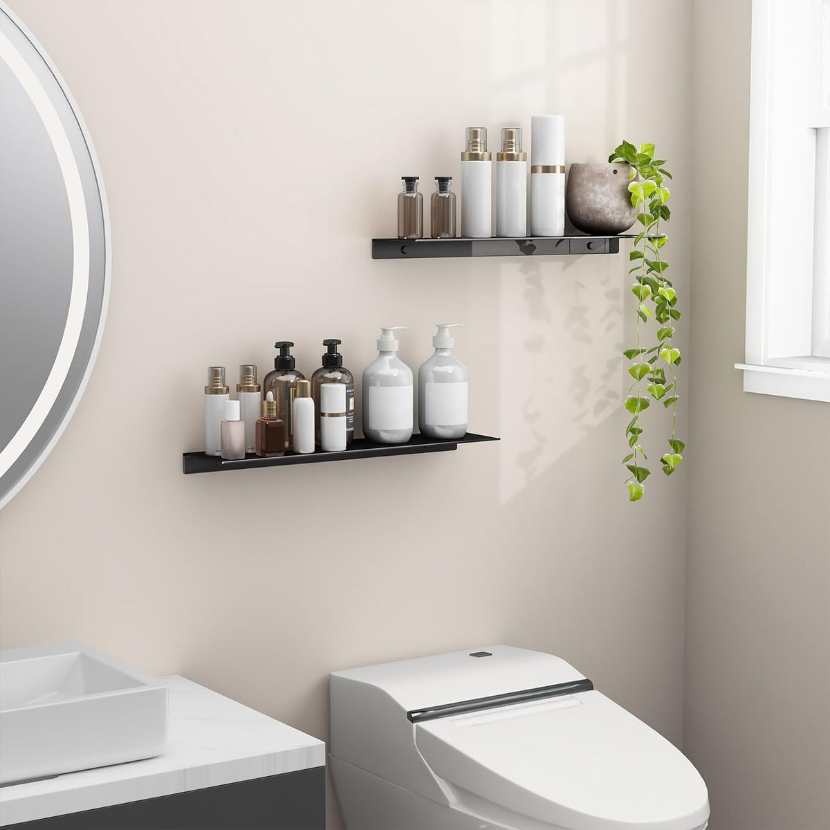Danpoo 20 inch Long Metal Floating Shelves for Wall Organizer & Storage, ...
