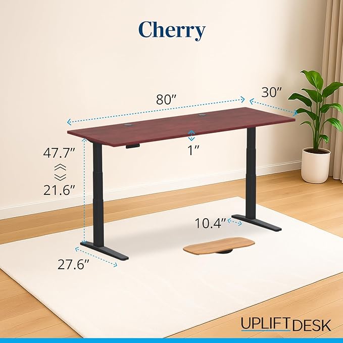 UPLIFTDESK V3 2-Leg Cherry Laminate Wood Standing Desk – Adjustable Height - Image 2