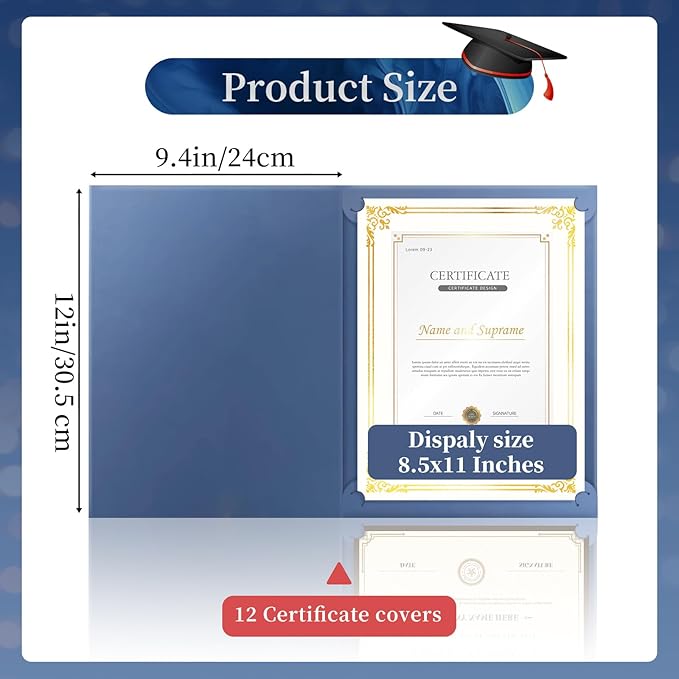 12 Packs Certificate Covers, Certificate Holders Gold Foil Border, - Image 2