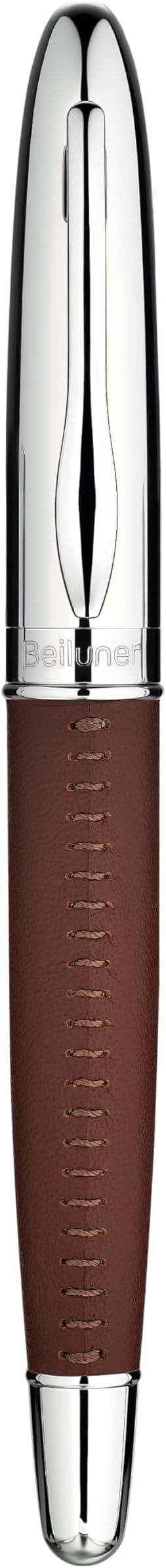 BEILUNER 318 Luxury Leather Pen, Hand-Stitched Premium Leather, Chrome-Plated - Image 9