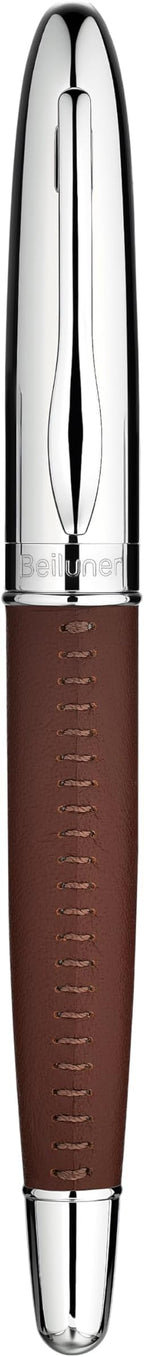 BEILUNER 318 Luxury Leather Pen, Hand-Stitched Premium Leather, Chrome-Plated - Image 9