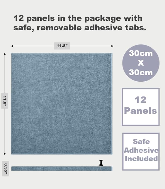 DECORITA Blue Felt Bulletin Board 47"x35" | Felt Wall Tiles | Large Cork Pin - Image 3
