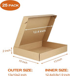 PHAREGE 13x10x2 inch Shipping Boxes Bulk 25 Pack Brown, Tab Lock Tuck Top - Image 2