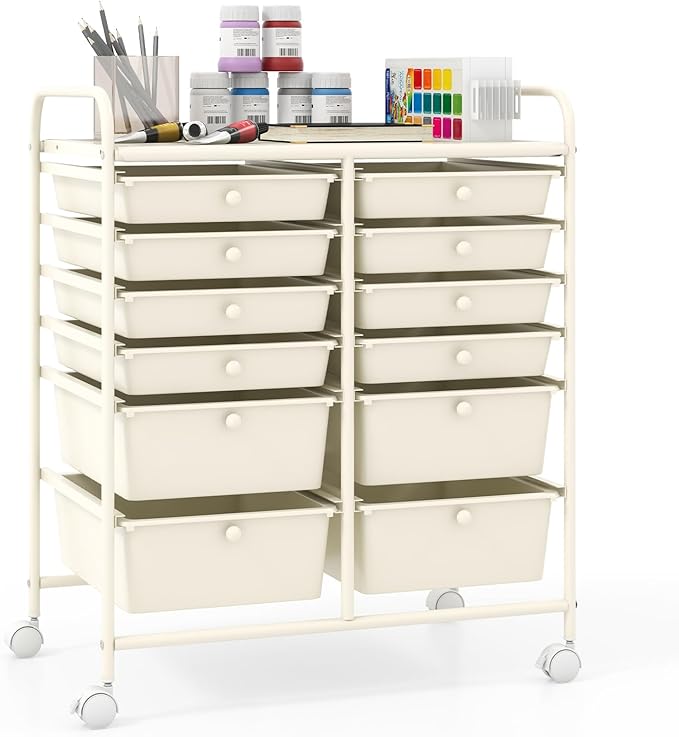 Giantex 12 Drawers Rolling Storage Cart, Classroom Organizers by Giantex