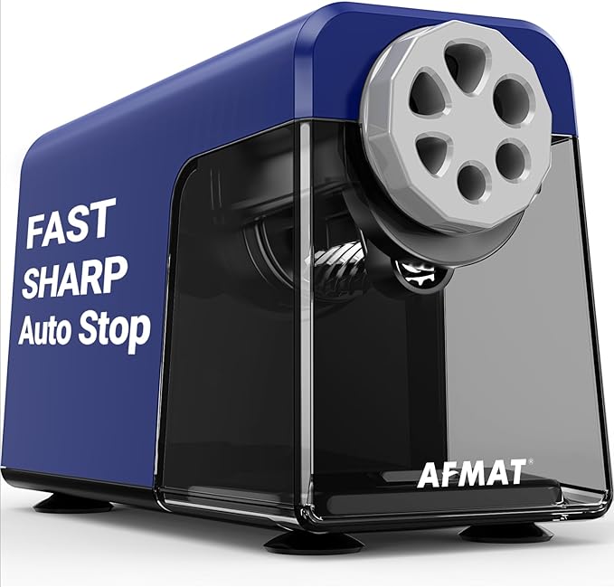 AFMAT Electric Pencil Sharpener Heavy Duty, 6 Holes, Auto Stop Pencil Sharpener by AFMAT
