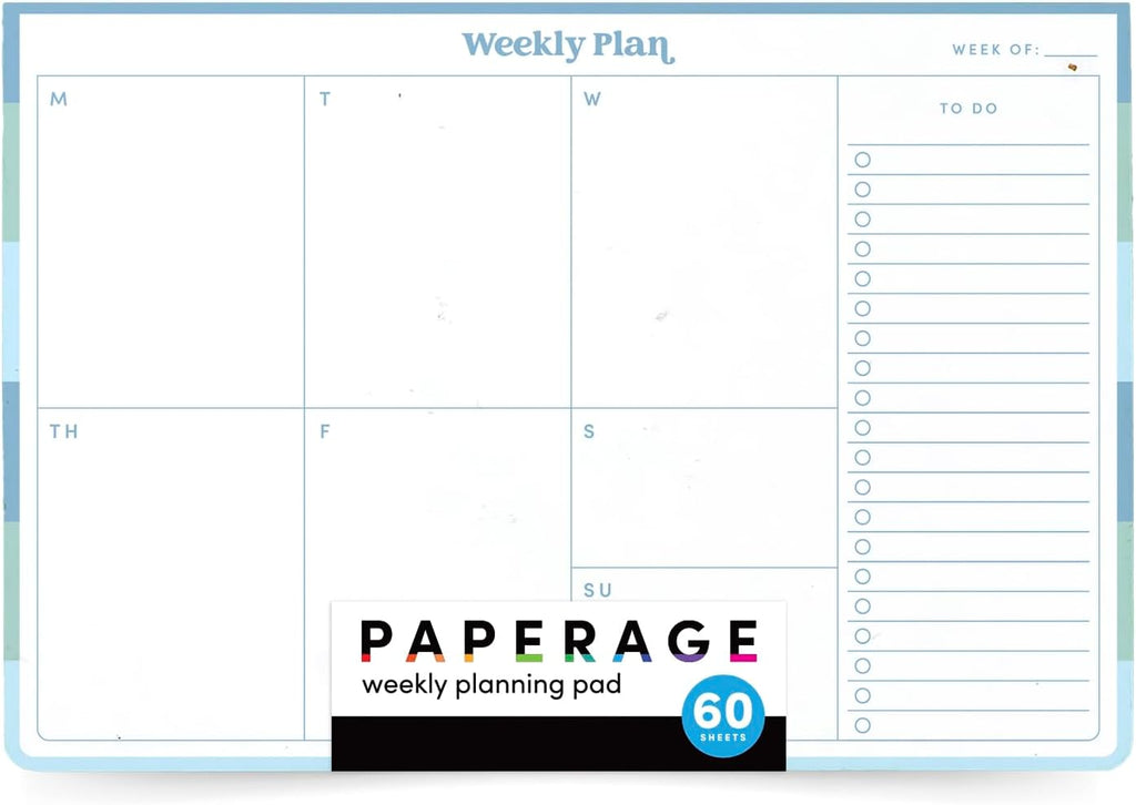 PAPERAGE To Do List Notepad & Weekly Planning Pad, 60 Sheets, 6.5 in x 9.5 in, Undated Weekly Planner & To Do List Notebook for Work, Home Office & School, (Blue)