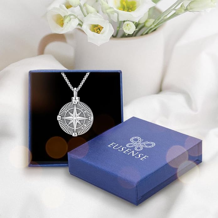 Compass Necklace for Women Men 925 Sterling Silver Pendant Urn Necklaces for - Image 6