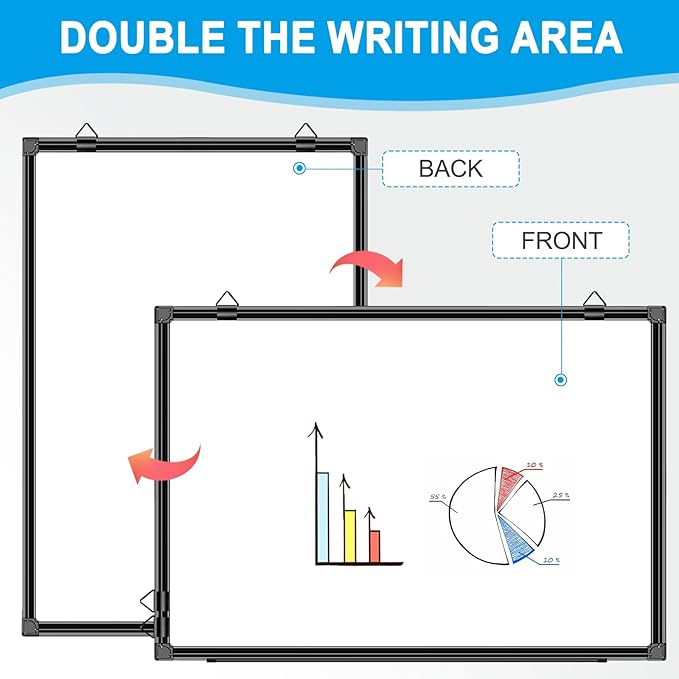 H-Qprobd 36"x24" White Board for Wall Double-Sided Magnetic Dry Erase Board - Image 2
