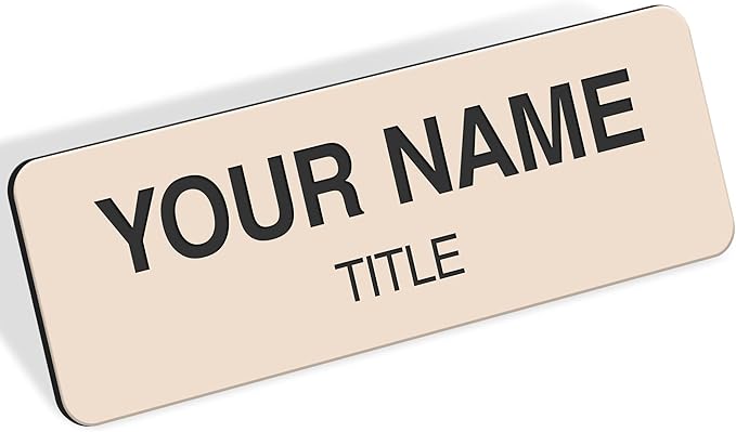 Name Tag, Magnetic Almond Black Name Tags, Personalized Name Tags, 1x3 Inches by MySignCenter