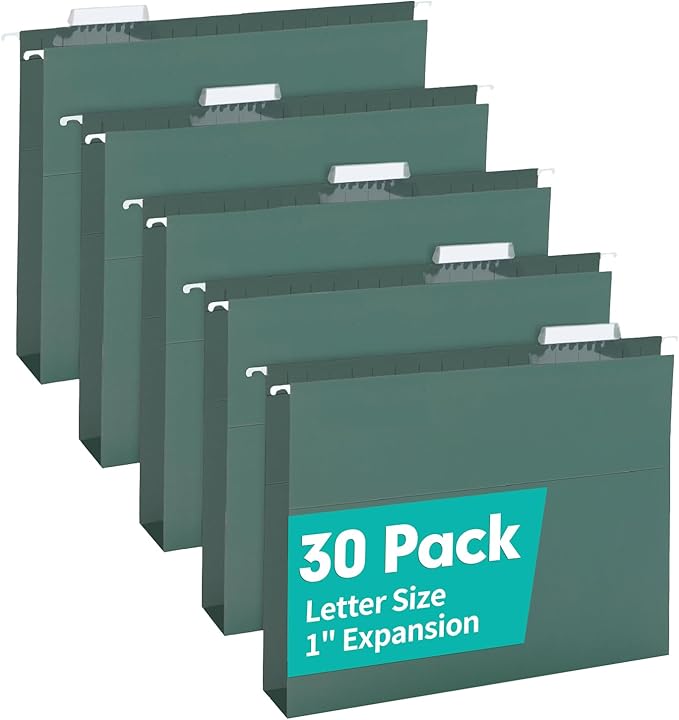 HERKKA Extra Capacity Hanging File Folders, 30 Pack Reinforced Hang Folders by HERKKA