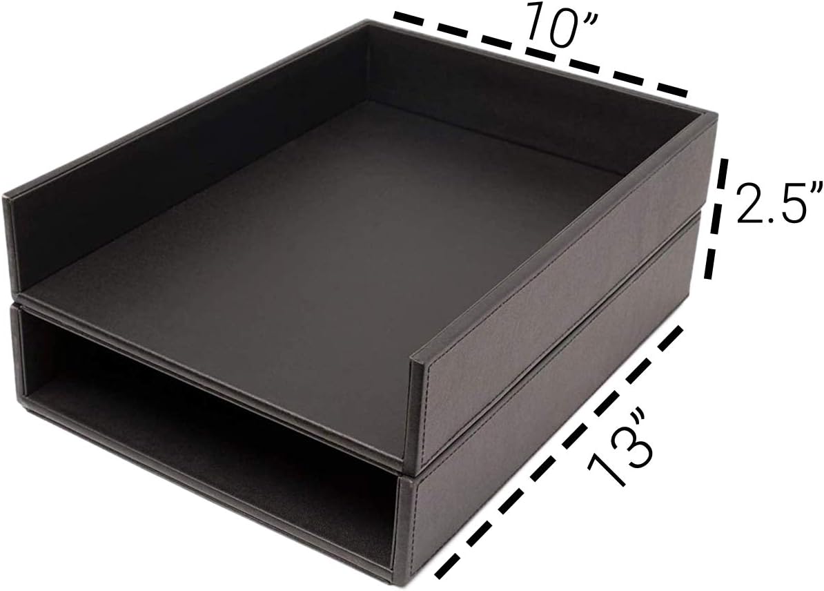 Armory by Castle - Leatherette Two Stackable Paper Trays Desk Organizer - Clu...