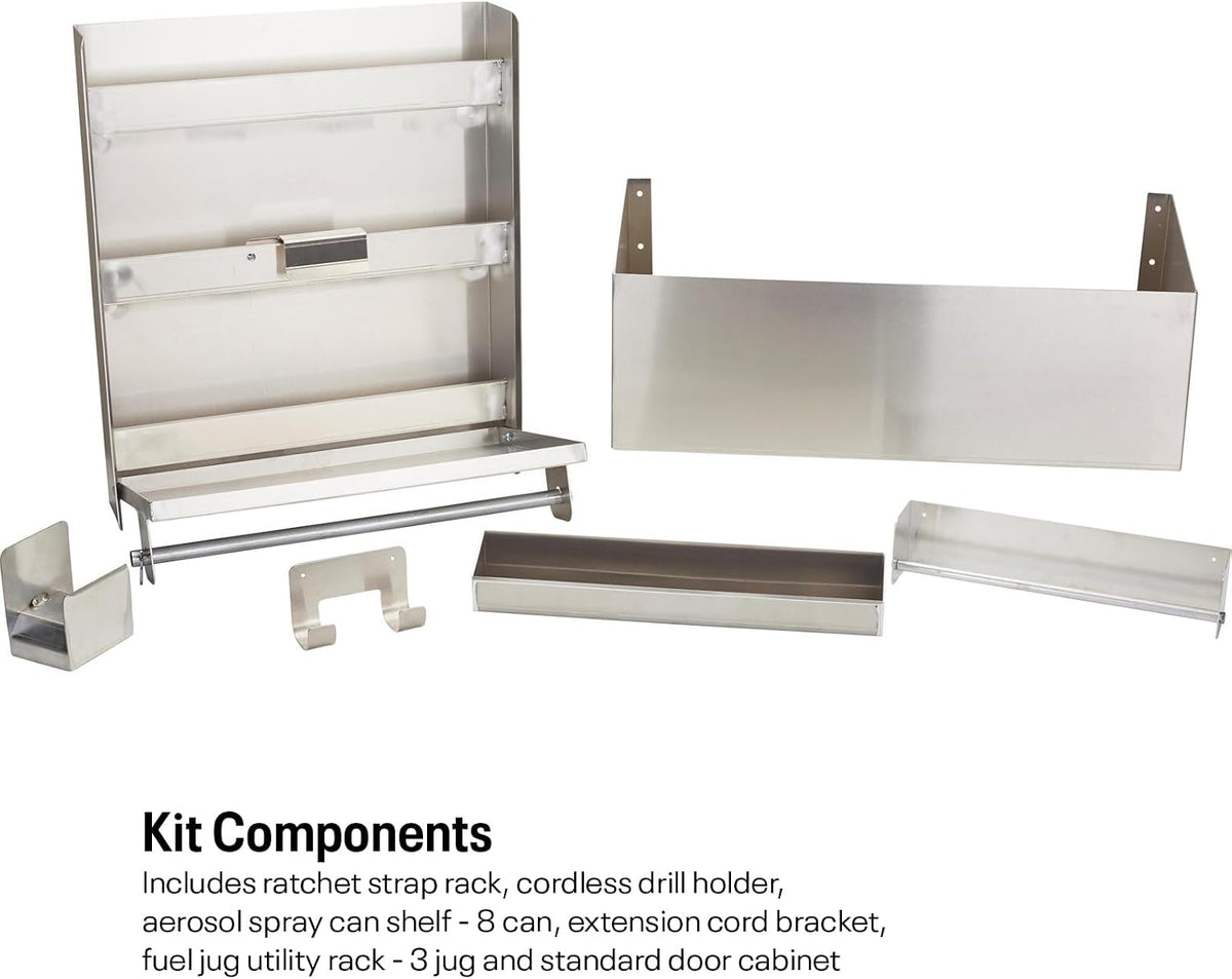 universal trailer and garage organizer kit, aluminum storage shown in use