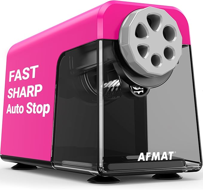 AFMAT Heavy Duty Electric Pencil Sharpener, 6 Holes, Auto Stop Pencil by AFMAT