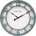 Presentime & Co 10" Farmhouse Series Wall Clock, Shiplap Style, Silent No by Presentime