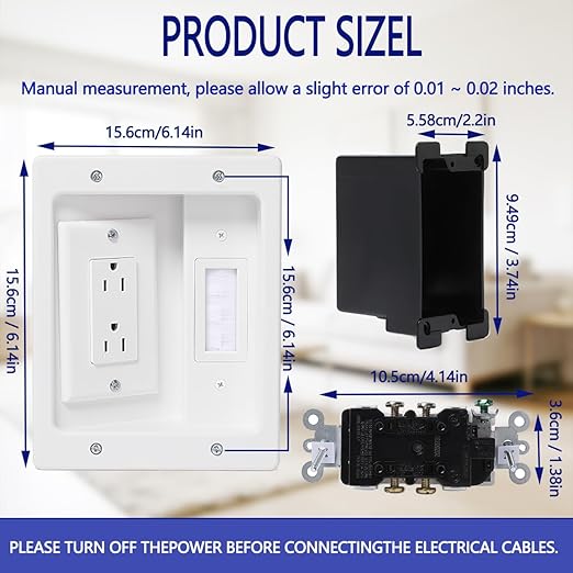 Wall Cable Concealer Management Kit, Recessed Outlet Behind TV - Image 2