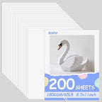 OcePor 200 Sheets White Cardstock 8.5” x 11”, 65lb/180gsm White Card Stock by OcePor