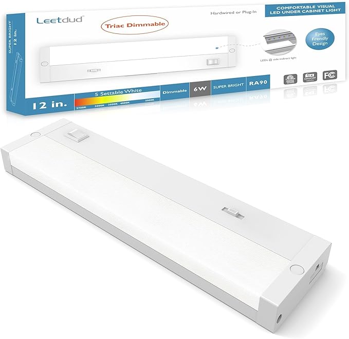 Leetdud LED Under Cabinet Lighting Hardwired or Plug in, 12 Inch 6W, Dimmable 5 by Leetdud