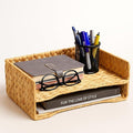 PINXIURY 2-Tier Water Hyacinth Letter Tray – Woven Paper & Mail Organizer by PINXIURY