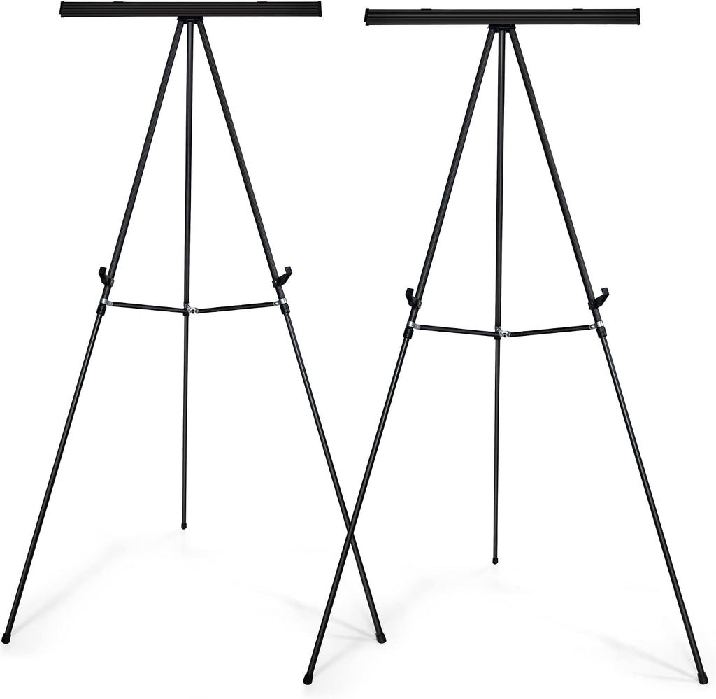 63 1/2'' Aluminum Flip Chart Easel Stand, Black,2 Pack | Presentation Easel with Adjustable Floor for Boardroom, Whiteboard, Paper Pads, Signage