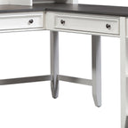 Liberty Furniture Allyson Park Opt L Shaped Desk Set with Locking File Drawer Cottage Home Office Storage - Wirebrushed White, Charcoal Tops Oak Wood