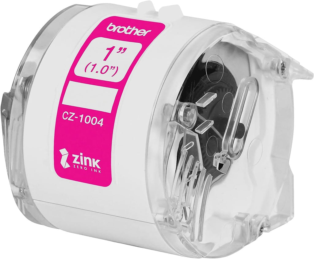 Brother Genuine CZ-1004 Continuous Length 1” (1.0”) 25 mm Wide x 16.4 ft. (5 m) Long Label Roll Featuring Zink Zero Ink Technology