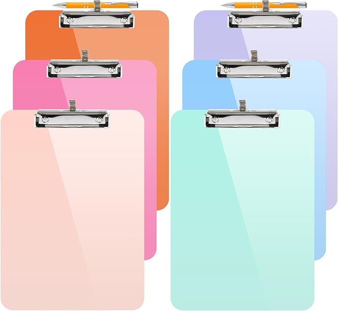 Sooez Plastic Clipboard with Pen Holder, Clip Boards 8.5x11 with Low Profile by Sooez