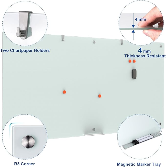 Large Glass Dry Erase Board, 96 x 48 Inches Magnetic Glass Whiteboard - Image 2