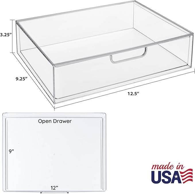 STORi STAX Plastic Stackable Organizer Drawer in Clear | 12.5-inches Wide | - Image 3