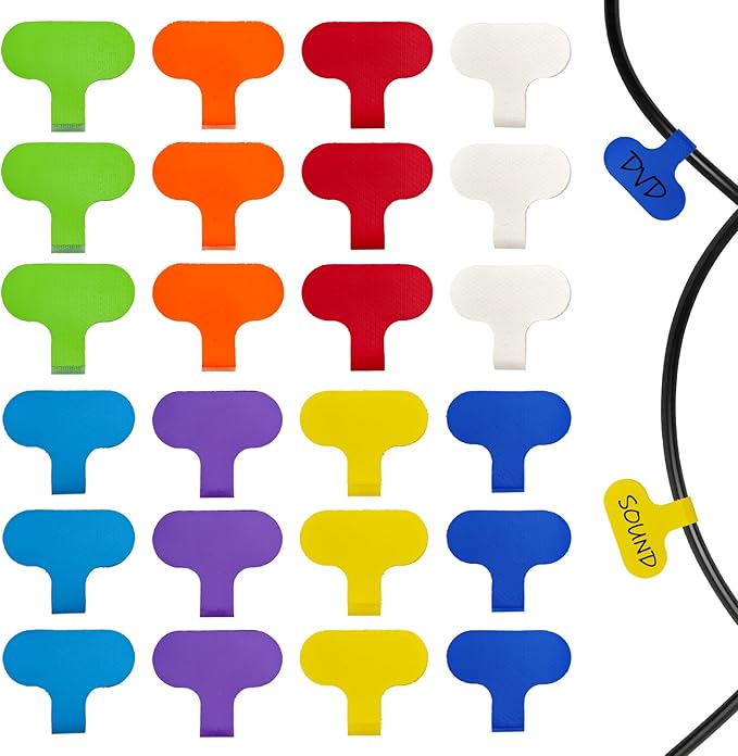 24 Pcs Cable Cord Labels, Wire Labels, Cable Tags, Computers Cable Management by YFANITI