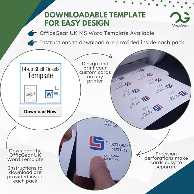 OfficeGear Shelf Edge Labels 38x105mm Custom Printable A4 Card - Image 5