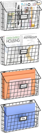 X-cosrack 4-Tier Hanging Wall File Holder Vertical Wall Mount Metal Wall File by X-cosrack