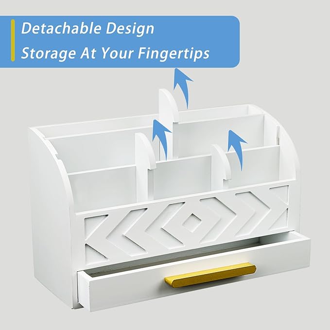 ZALIOJI Wooden Desk Organizer Mail Organizer Countertop, Desktop Organizer Mail - Image 3