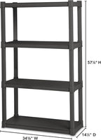 sterilite 4 shelf unit, heavy-duty plastic storage &, close-up detail