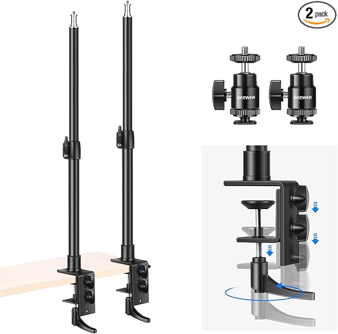 NEEWER Camera Desk Mount with C Clamp, 2 Pack 13.8"-23.6" Adjustable Desktop by Neewer