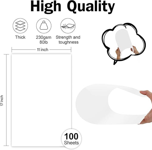 100 Sheets White Blank Cover Stock 11x17 Thick Card Stock, Goefun 80lb - Image 2