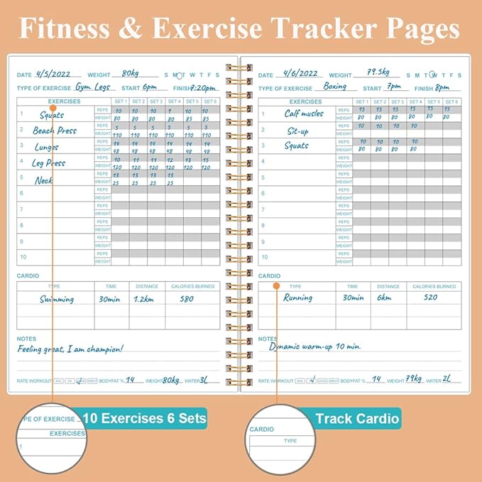 Simplified Fitness Journal for Women & Men, A5 Workout Journal/Planner Daily - Image 3