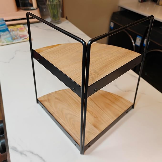 2 Tier Bathroom Counter Organizer, Standing Rack Cosmetic Holder, Wood Bathroom - Image 7