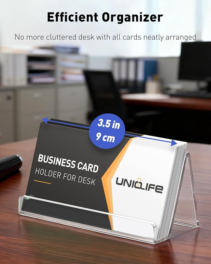 Uniclife 4 Pack Acrylic Business Card Holder - Image 2