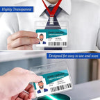 100 Pcs Clear Horizontal Badge Id Card and 100 Pcs Lanyard, Reusable Lanyards - Image 5