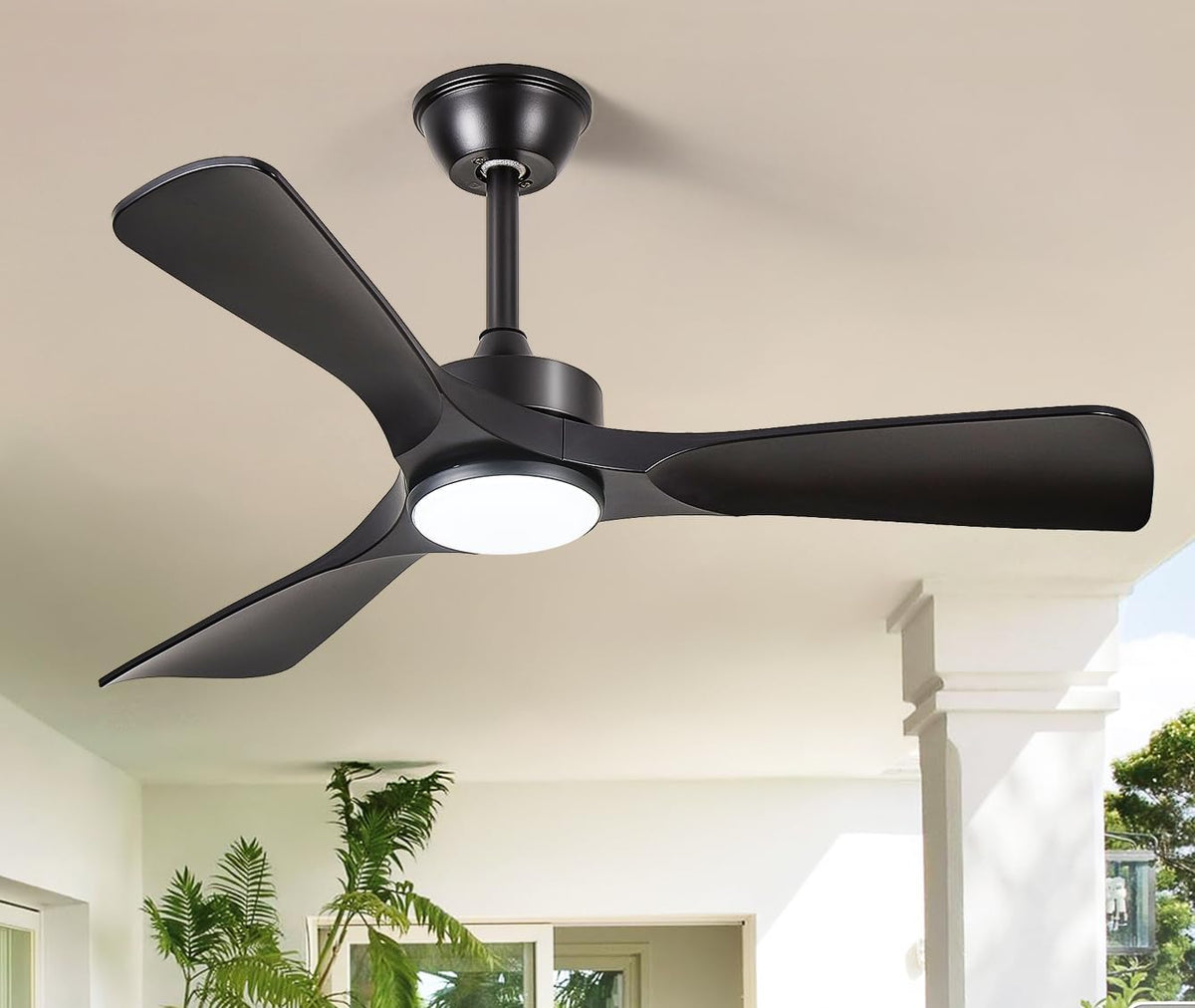 black ceiling fan with light: 42-inch ceiling fan, main product view