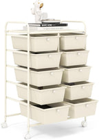 GOFLAME 10-Drawer Rolling Storage Cart, Art Craft Storage Organizer on Wheels by GOFLAME