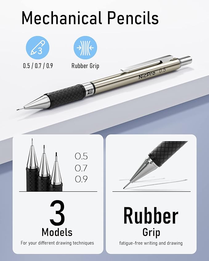Nicpro 6PCS Art Mechanical Pencil Set, Sketching Drawing - Image 3