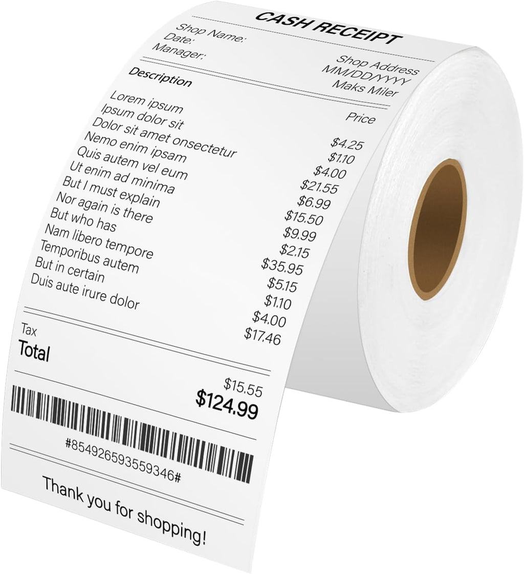 Cruxer Continuous Receipt Paper Compatible for Dymo 30270 2-1/4" x 249ft | A30270 (57mm x 76m) Non-Adhesive White Thermal Paper for Label Writer 300 310 320 330 400 Duo 450 Twin Turbo Printer, 1 Roll
