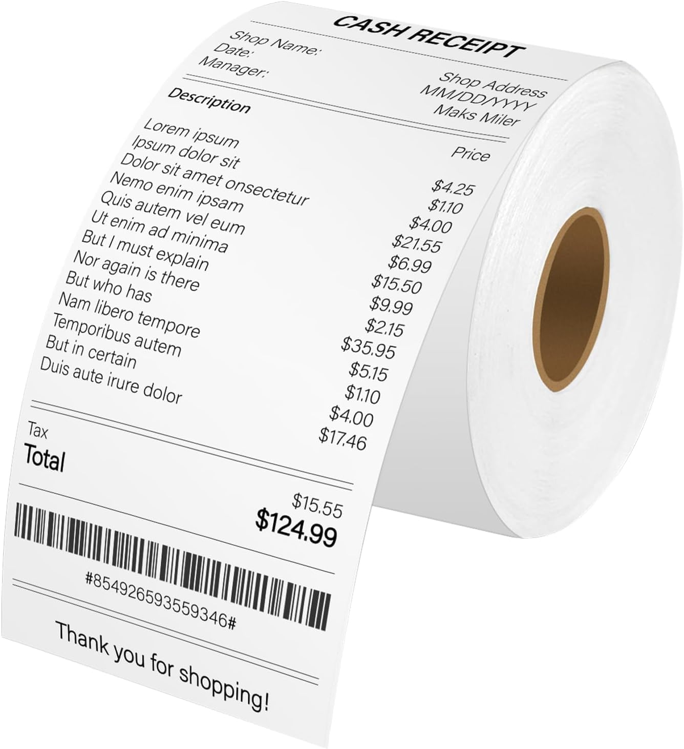 Cruxer Continuous Receipt Paper Compatible for Dymo 30270 2-1/4" x 249ft | A30270 (57mm x 76m) Non-Adhesive White Thermal Paper for Label Writer 300 310 320 330 400 Duo 450 Twin Turbo Printer, 1 Roll