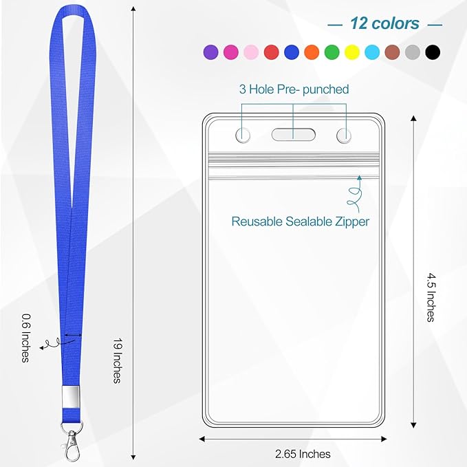 12 Pack Cruise Lanyard with ID Card Holder Colorful Lanyard with Waterproof ID - Image 2