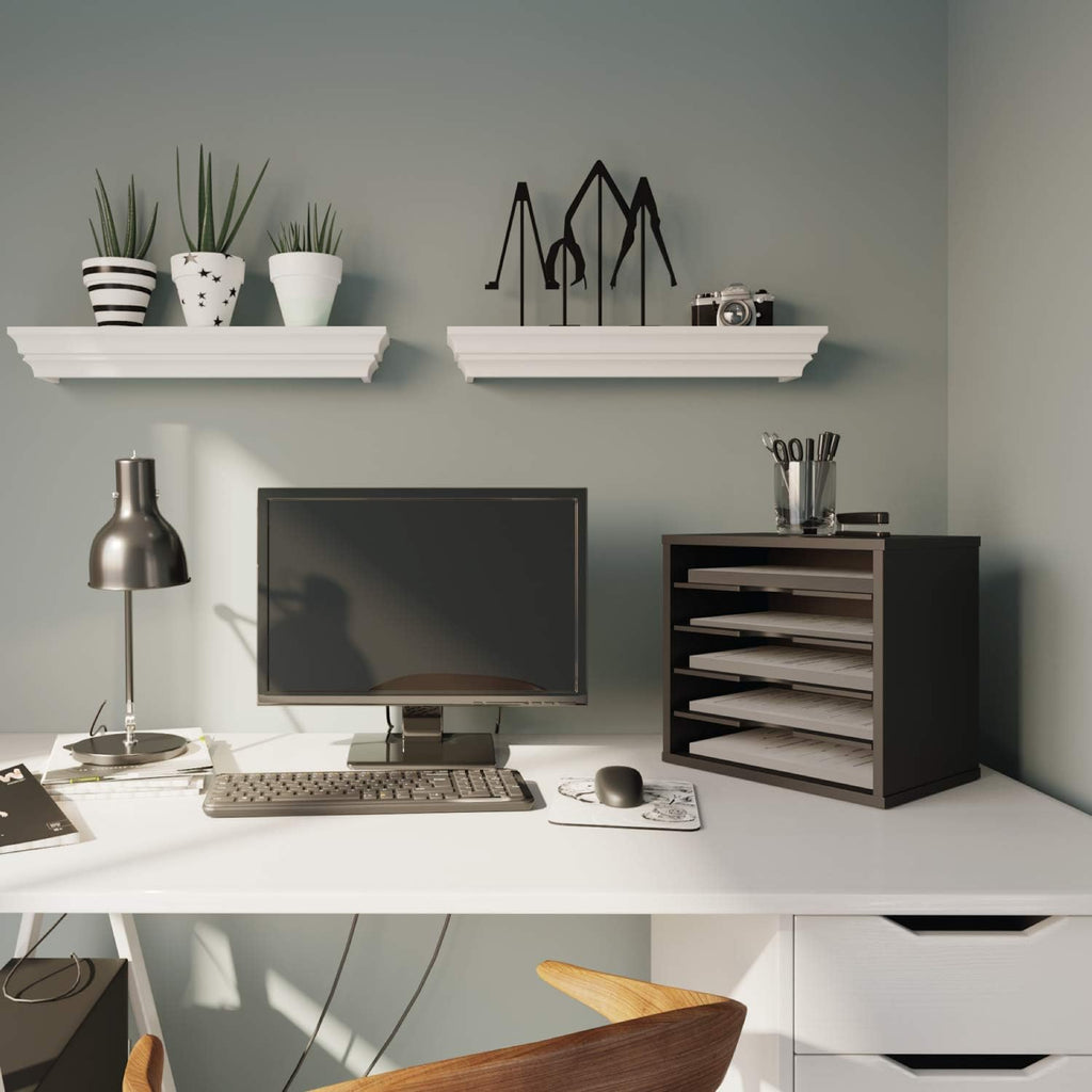 ballucci 5-tier file organizer for desk, wooden mail on a desk or shelf