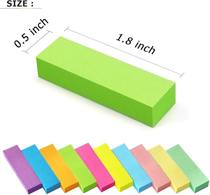 30 Pads 0.5x1.8 Sticky Notes Flags Tabs Page Markers 10 Bright Color Sticky - Image 2